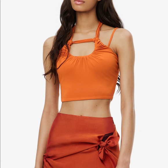 Zara Orange Limited Edition Ruched Crop Top - Picture 5 of 13